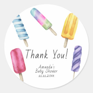 Popsicle Baby shower Bedankt  Ronde Sticker