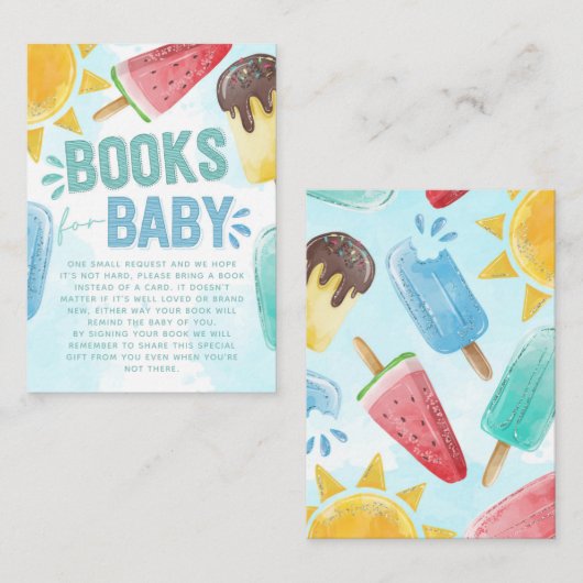 Popsicle Baby shower Boek Aanvraag Informatiekaartje (Voorkant / Achterkant)