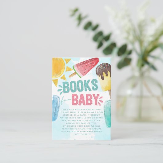 Popsicle Baby shower Boek Aanvraag Informatiekaartje (Staand voorkant)