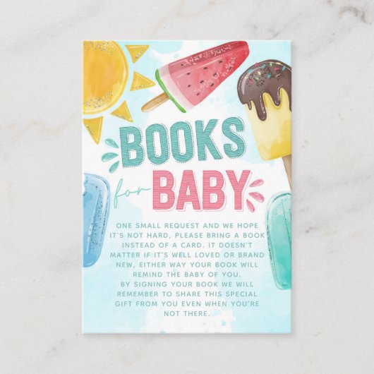 Popsicle Baby shower Boek Aanvraag Informatiekaartje (Voorkant)