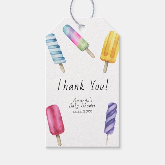 Popsicle Baby shower Dank Je  Cadeaulabel (Voorkant)