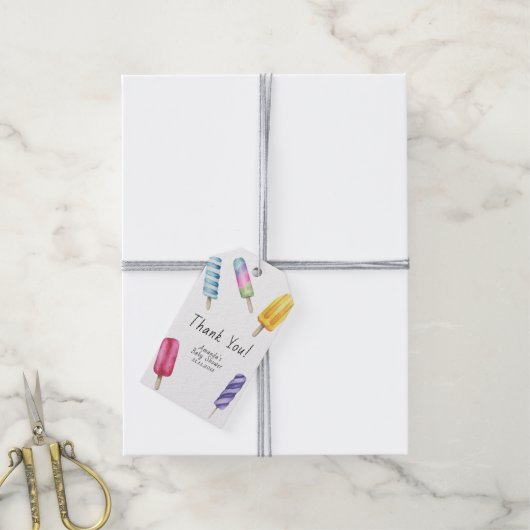 Popsicle Baby shower Dank u Cadeaulabel (Met Touw)