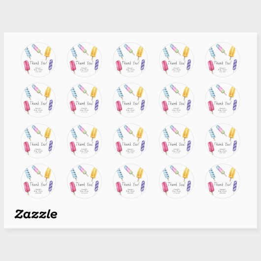 Popsicle Baby shower Dank u Ronde Sticker (Vel)