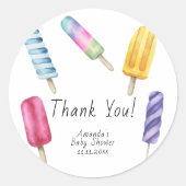 Popsicle Baby shower Dank u Ronde Sticker (Voorkant)
