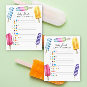 Popsicle baby shower emoji Pictionary spel
