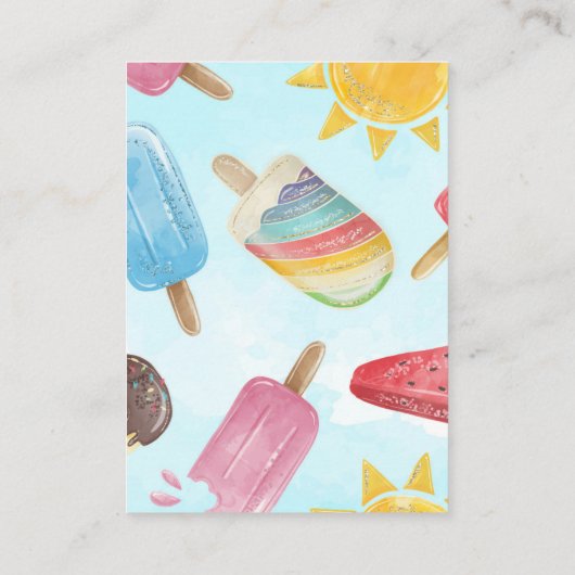 Popsicle Baby shower Luier en Wipes Raffle Informatiekaartje (Achterkant)