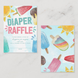 Popsicle Baby shower Luier en Wipes Raffle Informatiekaartje