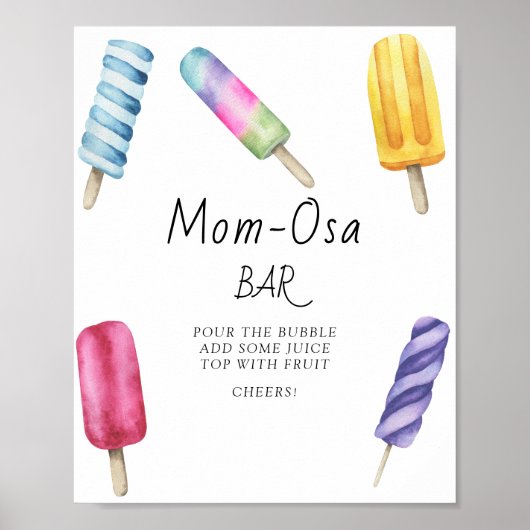 Popsicle baby shower - Moeder-osa bar Poster (Voorkant)