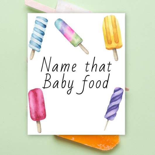 Popsicle-baby shower - noem dat baby-voedsel poster