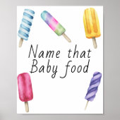 Popsicle-baby shower - noem dat baby-voedsel poster (Voorkant)