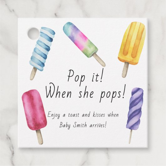 Popsicle Baby shower Pop het als ze barst Bedankjes Labels (Voorkant)