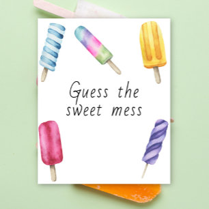 Popsicle baby shower - raad de zoete puinhoop poster