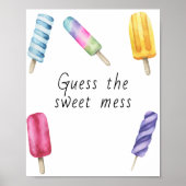 Popsicle baby shower - raad de zoete rommel poster (Voorkant)