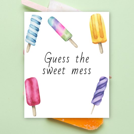 Popsicle baby shower - raad de zoete rommel poster