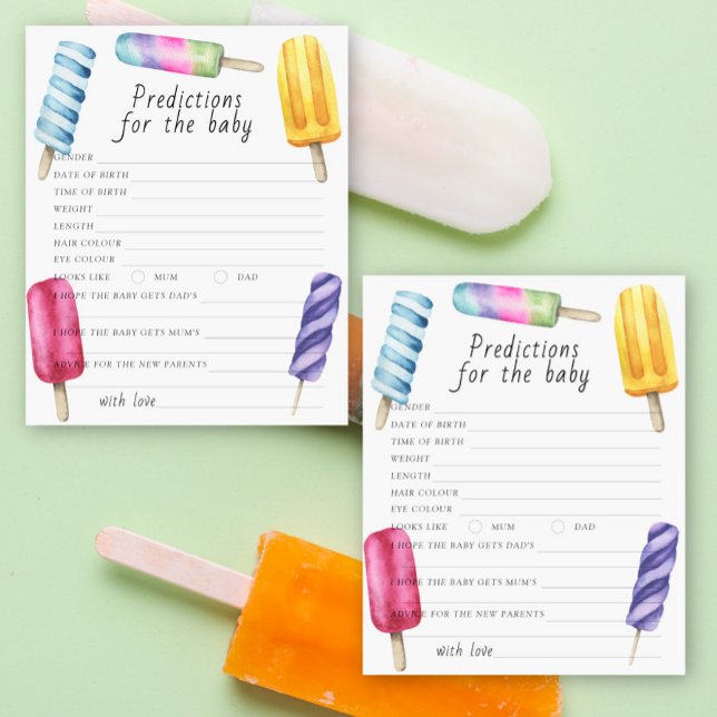 Popsicle baby shower Voorspellingen en advies baby (Creator heeft geüpload)