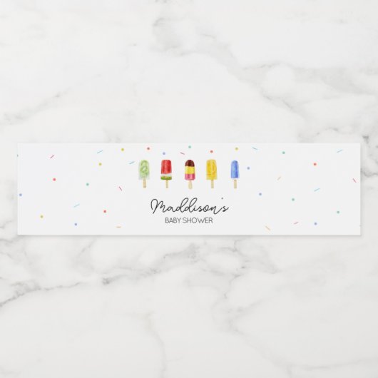 Popsicle Baby shower Waterfles Etiket (Enkel label)