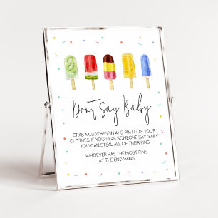 Popsicle Baby shower zeg geen Baby Poster