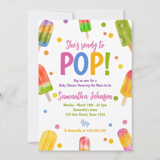 Popsicle baby shower zomerfeest kaart (Voorkant)