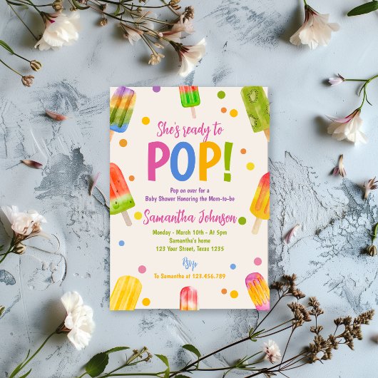 Popsicle baby shower zomerfeestje  kaart
