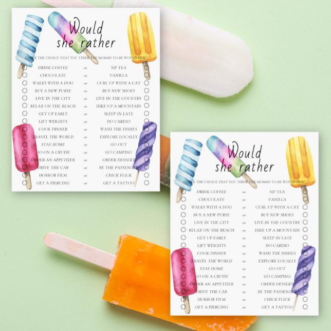 Popsicle baby shower zou ze liever spel (Creator heeft geüpload)
