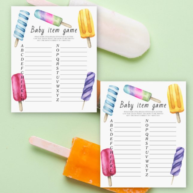 Popsicle - Baby Voorwerp Spel. Baby Shower Spel (Creator heeft geüpload)