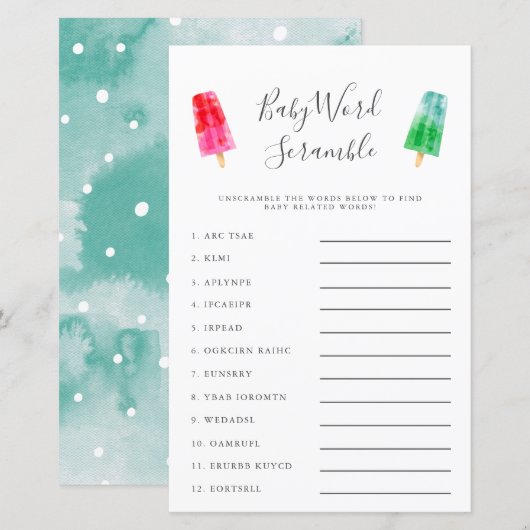 Popsicle Baby Woordzoekspel (Voorkant / Achterkant)