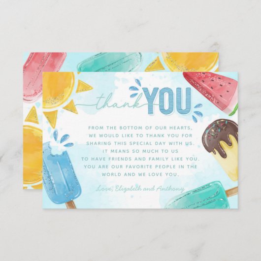 Popsicle bedankbriefje informatiekaartje (Voorkant / Achterkant)