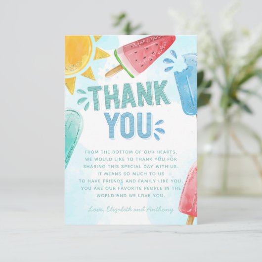 Popsicle bedankbriefje informatiekaartje (Staand voorkant)