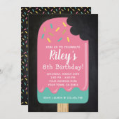 Popsicle Birthday Invitation Chalkboard Kaart (Voorkant / Achterkant)