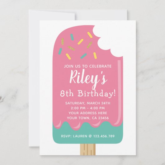 Popsicle Birthday Invitation Kaart (Voorkant)