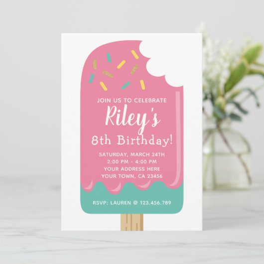 Popsicle Birthday Invitation Kaart (Staand voorkant)