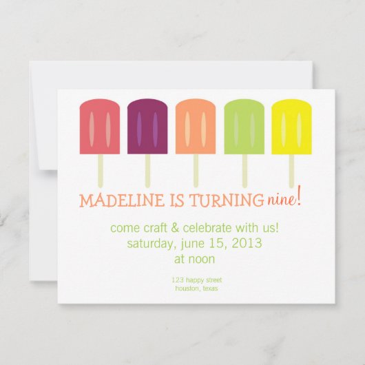 Popsicle Birthday Invitation Kaart (Voorkant)