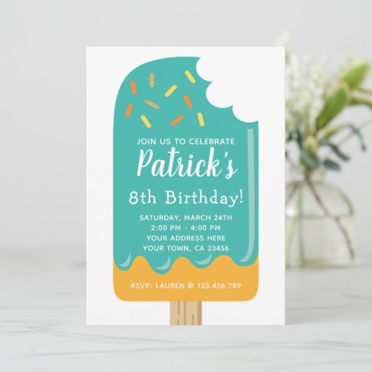 Popsicle Birthday Invitation Kaart (Staand voorkant)