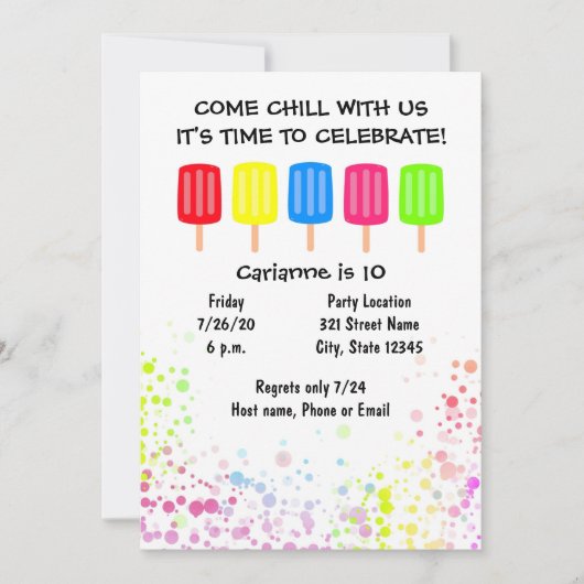 Popsicle Birthday Invitation Kaart (Voorkant)