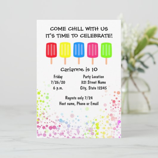 Popsicle Birthday Invitation Kaart (Staand voorkant)