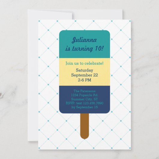 Popsicle Birthday Invitation Kaart (Voorkant)
