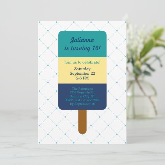 Popsicle Birthday Invitation Kaart (Staand voorkant)