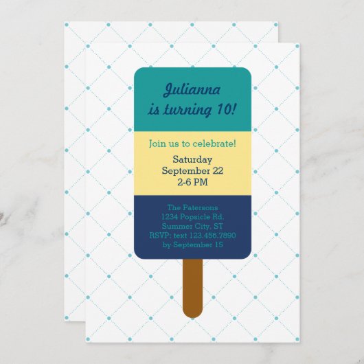 Popsicle Birthday Invitation Kaart (Voorkant / Achterkant)