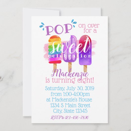 Popsicle Birthday Kaart (Voorkant)