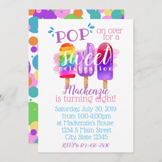 Popsicle Birthday Kaart (Voorkant / Achterkant)