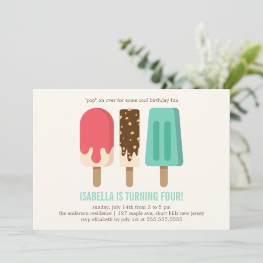 Popsicle Birthday Party Kaart (Staand voorkant)