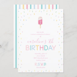 Popsicle Birthday Party with Rainbow Sprinkles Kaart