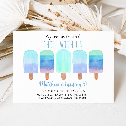 Popsicle Blauw Ombre Chill Met Ons Verjaardag Kaart