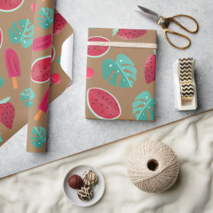 Popsicle, Cherry, aardbei en watermeloen Cadeaupapier