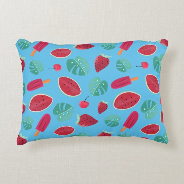 Popsicle, Cherry, aardbei en watermeloenen Accent Kussen (Voorkant)