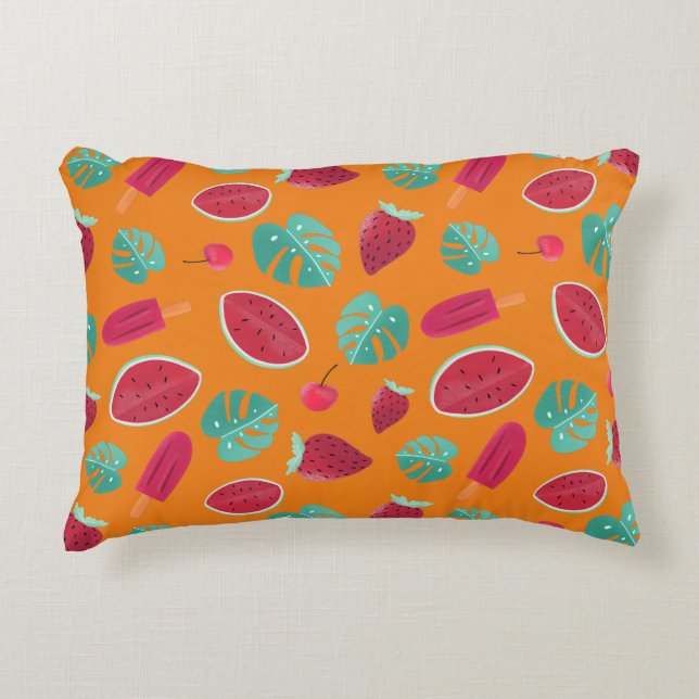Popsicle, Cherry, aardbei en watermeloenen Accent Kussen (Voorkant)