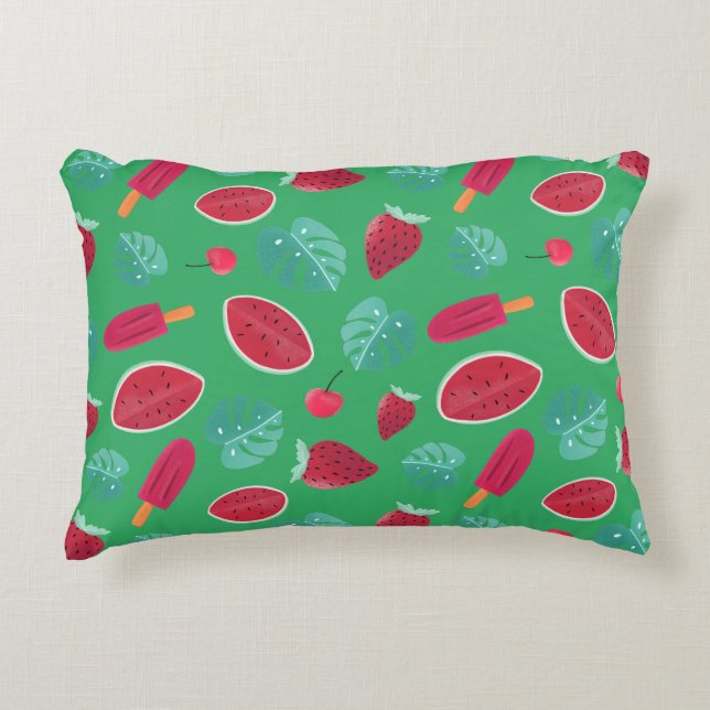 Popsicle, Cherry, aardbei en watermeloenen Accent Kussen (Voorkant)