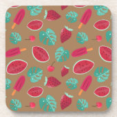 Popsicle, Cherry, aardbei en watermeloenen Bier Onderzetter (Voorkant)