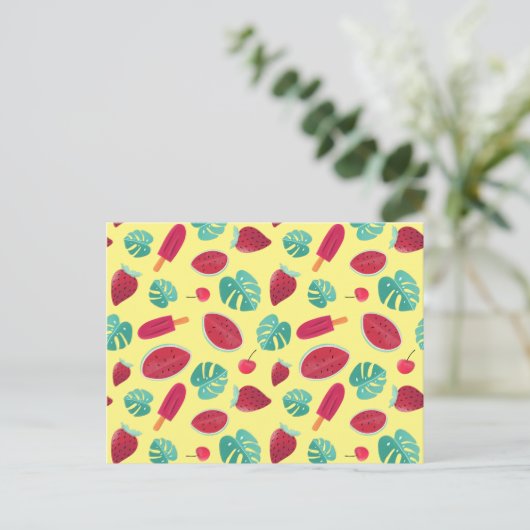 Popsicle, Cherry, aardbei en watermeloenen Briefkaart (Staand voorkant)
