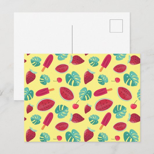 Popsicle, Cherry, aardbei en watermeloenen Briefkaart (Voorkant / Achterkant)